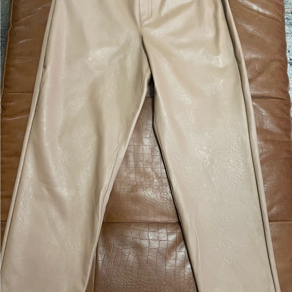 SPANX Tan Faux Leather Trousers